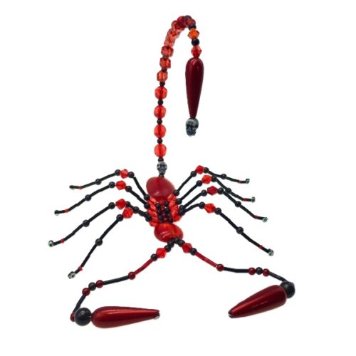 Handmade Beaded Scorpion-Skull Red and Black