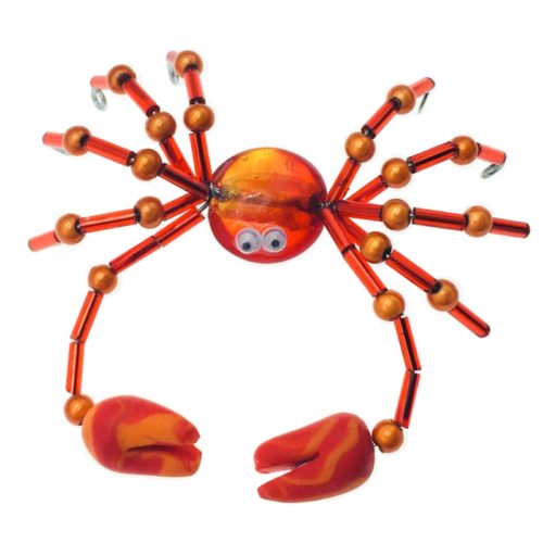 Handmade Beaded Crabs - Baby Orange