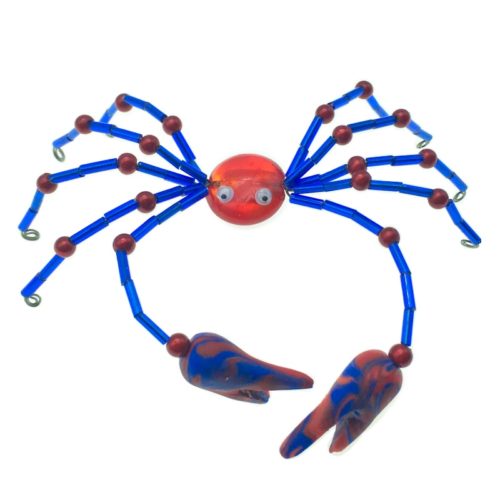 Handmade Beaded Crabs - Blue and Red Large