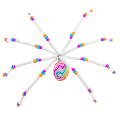 Medium beaded glitter spider gift in white, pink, blue and orange by Natalie Jayne Designs