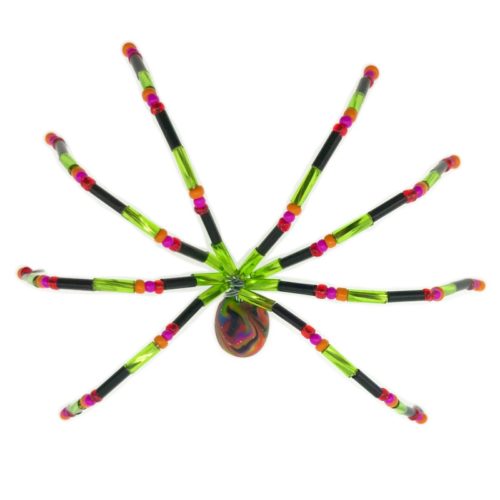 Medium beaded spider gift in Green, black and pink by Natalie Jayne Designs