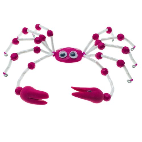 Handmade Beaded Crabs - Pink and White Large Eyes