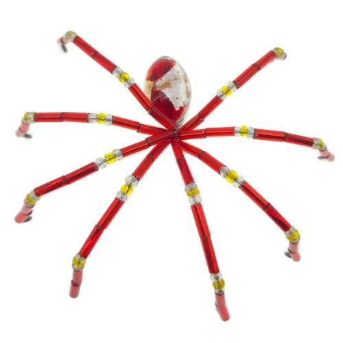 Medium beaded spider gift in Red and gold glass by Natalie Jayne Designs