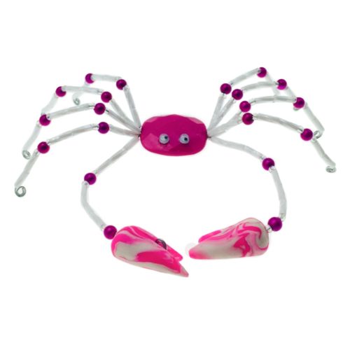 Handmade Beaded Crabs - White and Pink Small Eyes Large