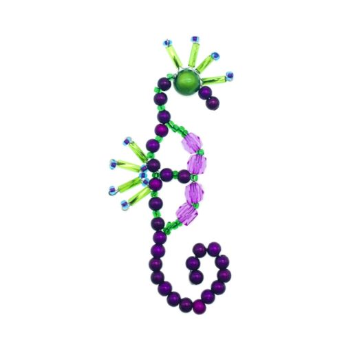 Handmade Beaded Magnetic Seahorse -Purple and Green