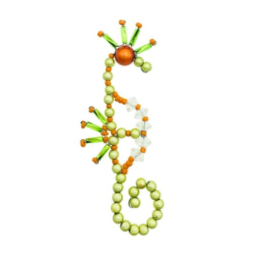 Handmade Beaded Magnetic Seahorse -Lime Green and Orange