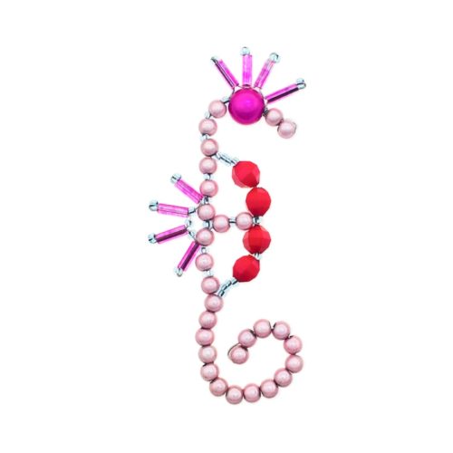 Handmade Beaded Magnetic Seahorse -Light Pink and Blue
