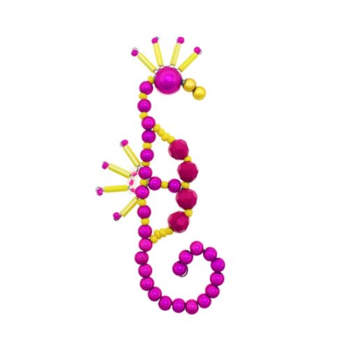 Handmade Beaded Magnetic Seahorse - Pink and Yellow