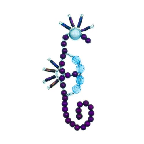 Handmade Beaded Magnetic Seahorse -Purple and Turquoise