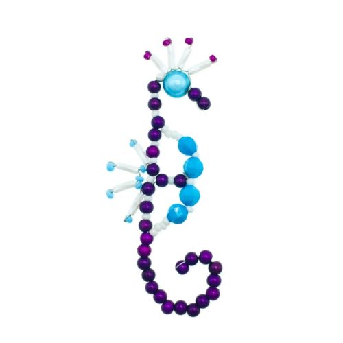 Handmade Beaded Magnetic Seahorse -Purple, White and Turquoise