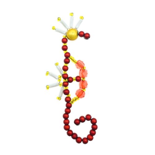Handmade Beaded Magnetic Seahorse - Red and Yellow
