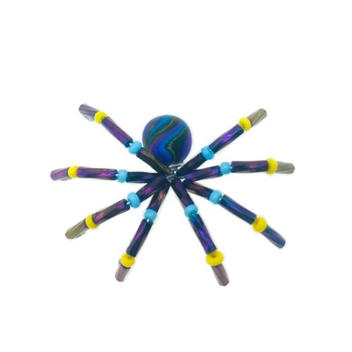Handmade Beaded Small Spiders -Blue, Purple and Yellow