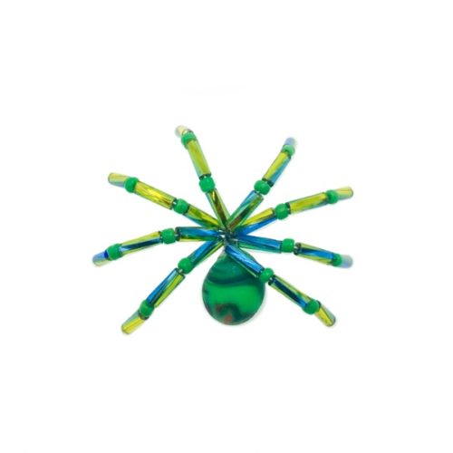 Handmade Beaded Small Spiders -Green Marble