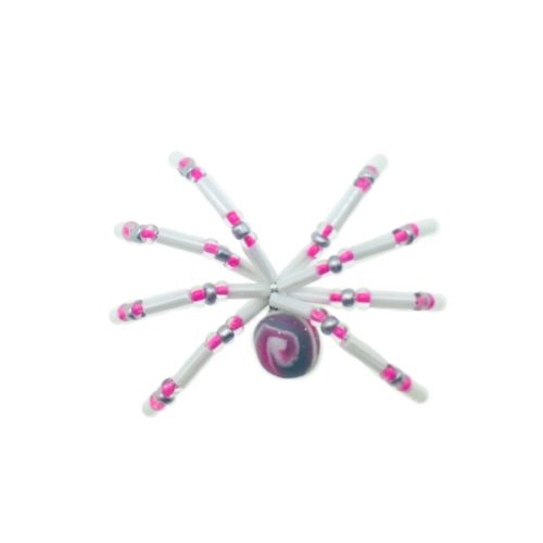 Handmade Beaded Small Spiders -Pink and White