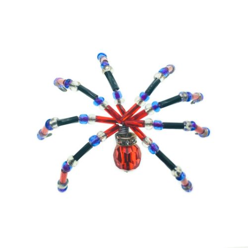 Handmade Beaded Small Spiders - Red, Black and Purple