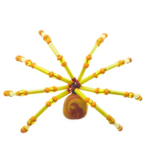 Handmade Beaded Small Spiders - Yellow and Orange Spider Small